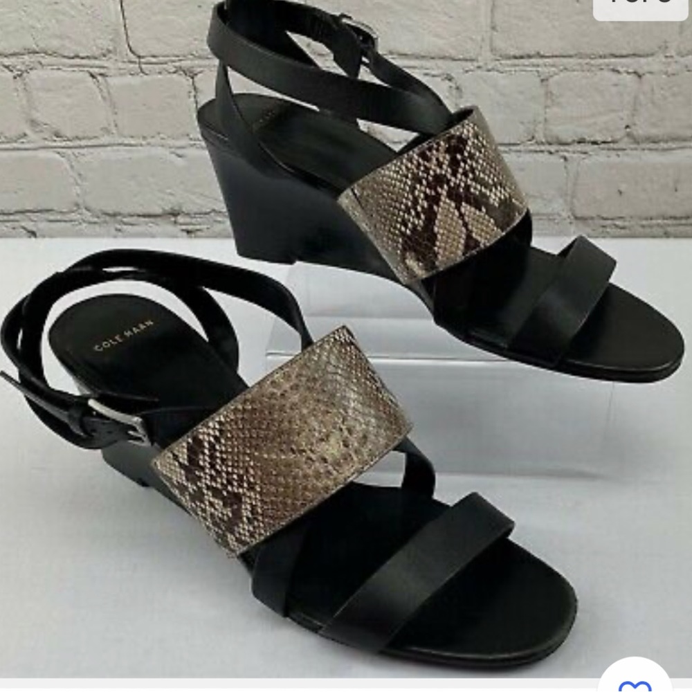 Cole Haan Black and Snakeskin Sandals